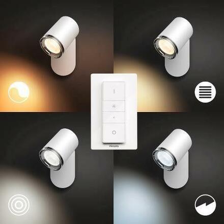 Hue White Ambiance Bodové koupelnové svítidlo Philips Adore BT 8719514340855 LED GU10 1x5W 350lm 2200-6500K IP44 230V, bílé s dálkovým ovladačem a Bluetooth