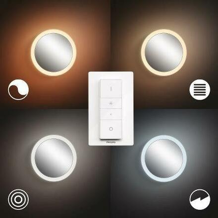 Hue LED White Ambiance Nástěnné koupelnové svítidlo se zrcadlem Philips Adore BT 34186/31/P6 40W 2400lm 2200-6500K IP44 24V, bílé s dálkovým ovladačem a Bluetooth