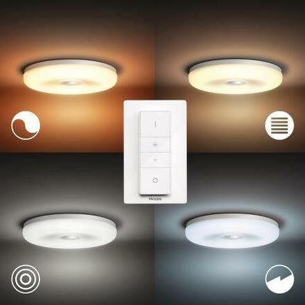 Hue LED White Ambiance Stropní koupelnové svítidlo Philips Struana BT 8719514341012 32W 2400lm 2200-6500K IP44 240V, bílé s dálkovým ovladačem a Bluetooth