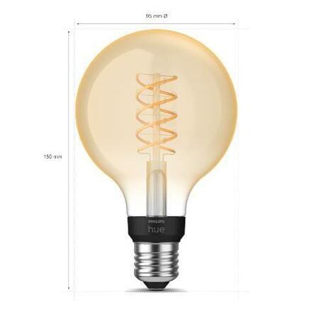 Philips HUE white LED Filament žárovka E27 G93 7W 550lm 2100K IP20, stmívatelná