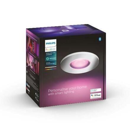 Hue Bluetooth LED White and Color Ambiance Koupelnové podhledové svítidlo Philips Xamento 8719514355347 GU10 5,7W 806lm 2000-6500K RGB IP44 9,3cm chromové, stmívatelné