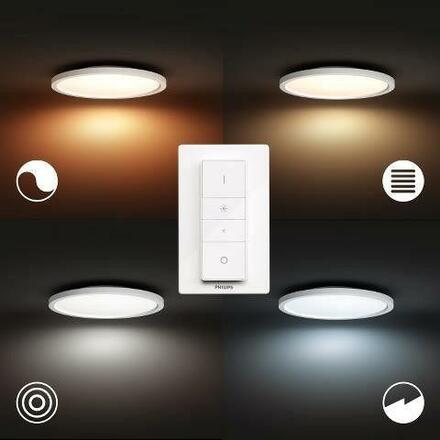 Hue LED White Ambiance Stropní panel Philips Aurelle BT 32164/31/P6 24,5W 2200lm 2200-6500K 230V, bílý kruh 39,5cm s dálkovým ovladačem a Bluetooth