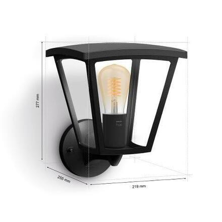 Philips HUE white INARA venkovní nástěnné LED svítidlo 1xE27 550lm 2100K IP44, černé