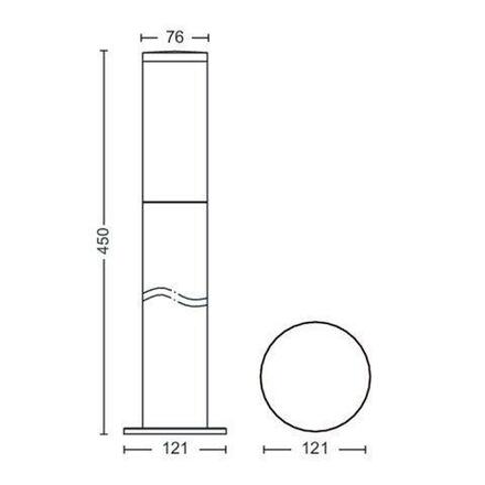 Philips Utrecht venkovní sloupkové svítidlo 1xE27 20W bez zdroje 45cm IP44, antracitové