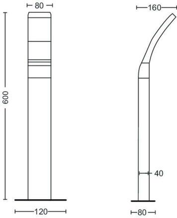 Philips SPLAY venkovní sloupkové LED svítidlo 1x12W 1100lm 2700K 60cm IP44, antracitové