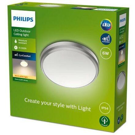 Philips DORIS venkovní přisazené LED svítidlo 1x6W 600lm 2700K 22cm IP54, mytný nikl