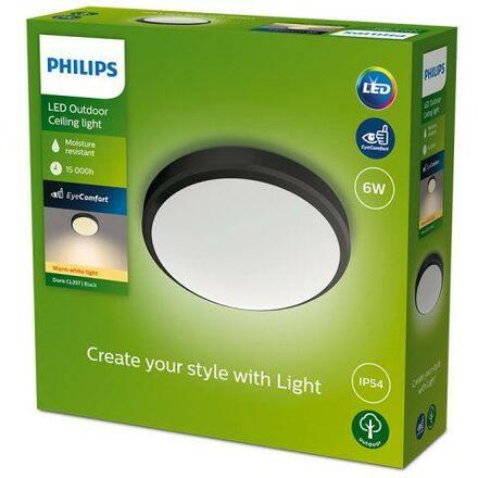 Philips DORIS venkovní přisazené LED svítidlo 1x6W 600lm 2700K 22cm IP54, černé