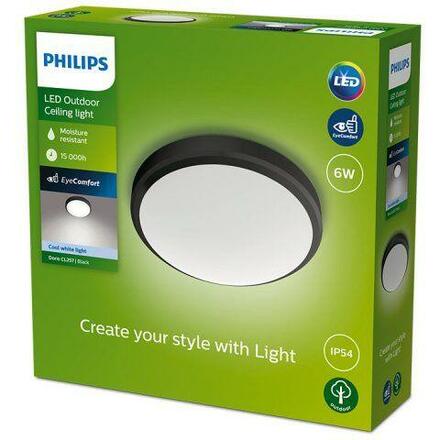 Philips DORIS venkovní přisazené LED svítidlo 1x6W 600lm 4000K 22cm IP54, černé