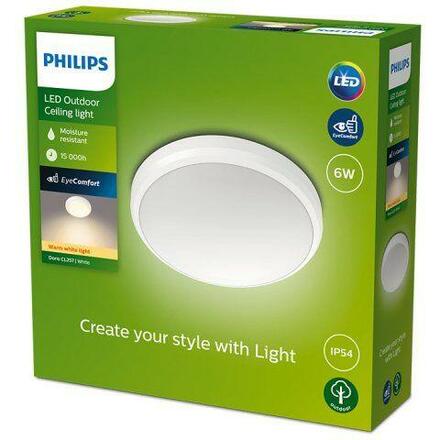 Philips DORIS venkovní přisazené LED svítidlo 1x6W 600lm 2700K 22cm IP54, bílé