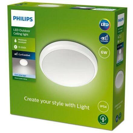 Philips DORIS venkovní přisazené LED svítidlo 1x6W 600lm 4000K 22cm IP54, bílé