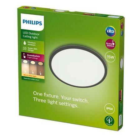 Philips Superslim CL550 venkovní přisazené LED svítidlo 15W 1300lm 2700K krokové stmívání IP54 25cm, černé