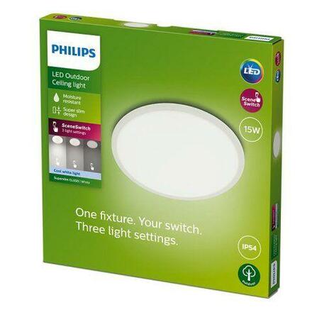 Philips Superslim CL550 venkovní přisazené LED svítidlo 15W 1500lm 4000K krokové stmívání IP54 25cm, bílé