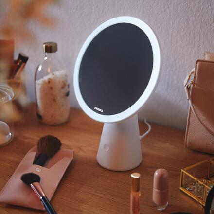 Philips Mirror stolní svítidlo se zrcadlem 1x4,5W 80lm 3000/4000/5000K USB, bílé