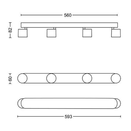 Philips Star bodové LED svítidlo 4x4,5W 2000lm 2700K IP20 stmívatelné, černé