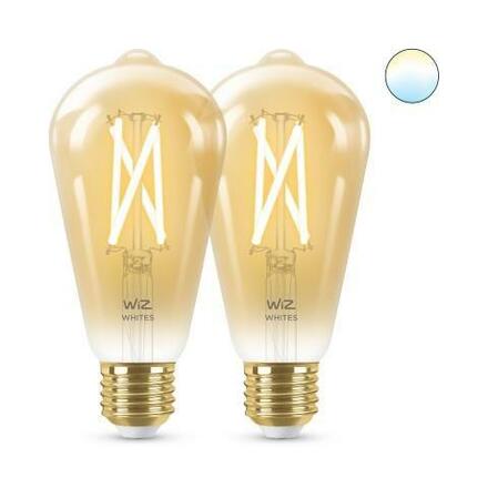 WiZ SET 2x LED žárovka E27 ST64 Filmant amber 6,7W (50W) 640lm 2000-5000K IP20, stmívatelné