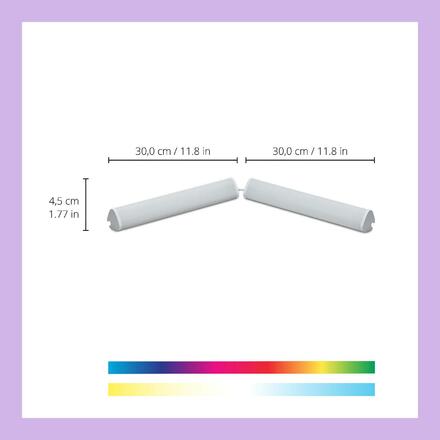 WiZ Dual Bar lineární LED svítidlo 10,5W 800lm 2200-6500K RGB IP20 30cm, bílé / sada 2ks