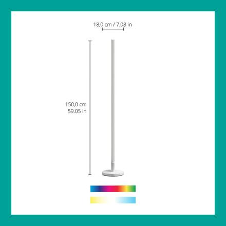 WiZ Pole stojací LED lampa 1x13W 1080lm 2200-6500K RGB IP20, bílá