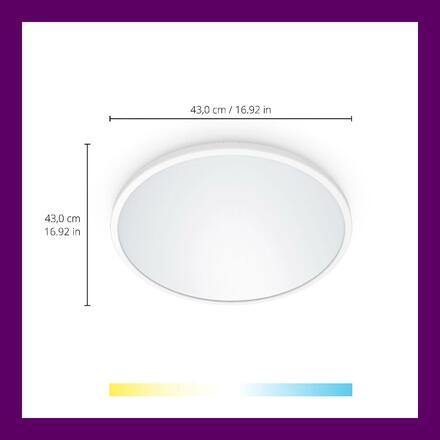 WiZ SuperSlim přisazené LED svítidlo 22W 2450lm 2700-6500K IP20 43cm, bílé