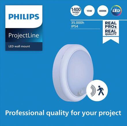Philips LED nástěnné svítidlo Projectline rnd 1400lm 4000K pohybový senzor IP54
