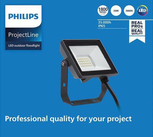 Philips LED vodotěsný světlomet Projectline 20W 3000K