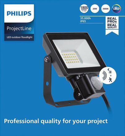 Philips LED vodotěsný světlomet Projectline 20W 3000K pohybový senzor
