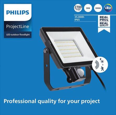 Philips LED vodotěsný světlomet Projectline 30W 3000K pohybový senzor