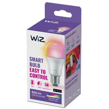 WiZ LED žárovka E27 A60 8W 806lm 2200-6500K RGB IP20, stmívatelná