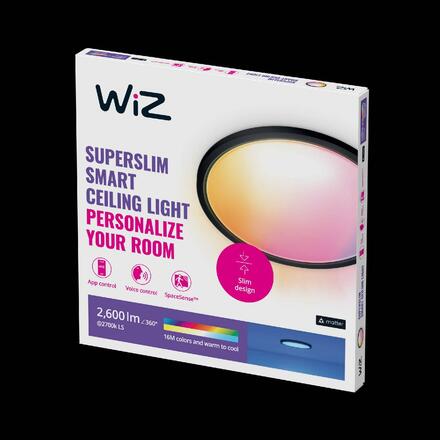 WiZ SuperSlim stropní LED svítidlo 22W 2600lm 2700-6500K RGB IP20 42cm, černé