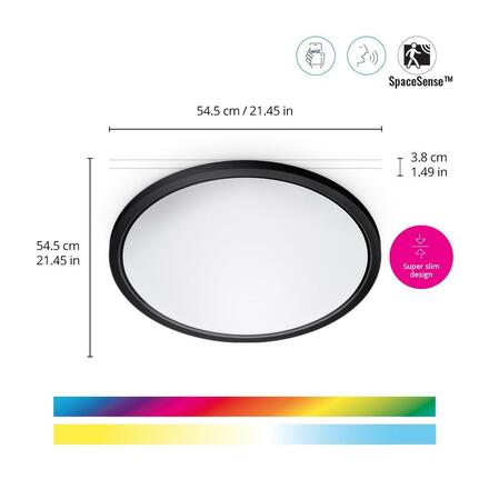 WiZ SuperSlim stropní LED svítidlo 32W 3750lm 2700-6500K RGB IP20 54cm, černé