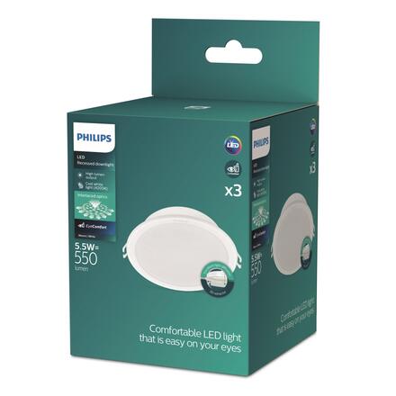 Philips Meson LED vestavné svítidlo 5,5W, 4000 K, bílá, 3 ks