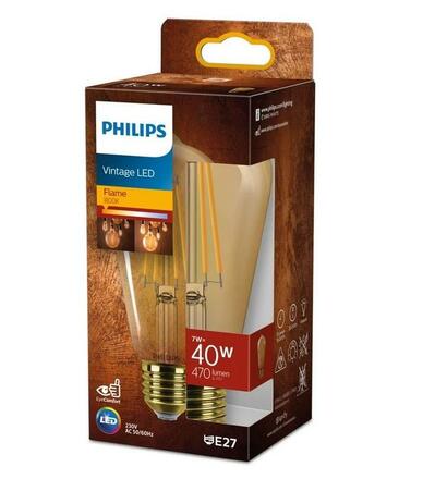 Philips Vintage LED filament žárovka E27 ST64 7W (40W) 470lm 1800K nestmívatelná, zlatá