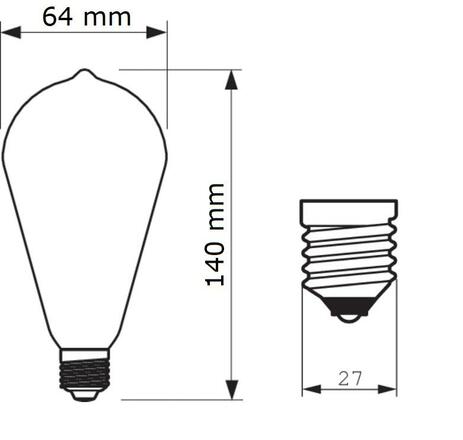 Philips Vintage LED filament žárovka E27 ST64 7W (40W) 470lm 1800K nestmívatelná, zlatá