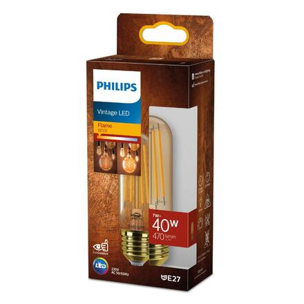 Philips LED filament žárovka E27 T32 7W (40W) 470lm 1800K nestmívatelná, jantarová