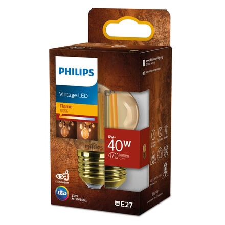 Philips LED filament žárovka E27 P45 6W (40W) 470lm 1800K nestmívatelná, jantarová