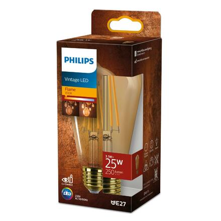 Philips LED filament žárovka E27 ST64 3,1W (25W) 250lm 1800K nestmívatelná, jantarová