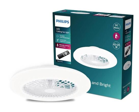 Philips Amigo Stropní svítidlo s ventilátorem 25W+60W, 6500lm, AC 220-240, 2700-4000-6500 K, IP20, bílá