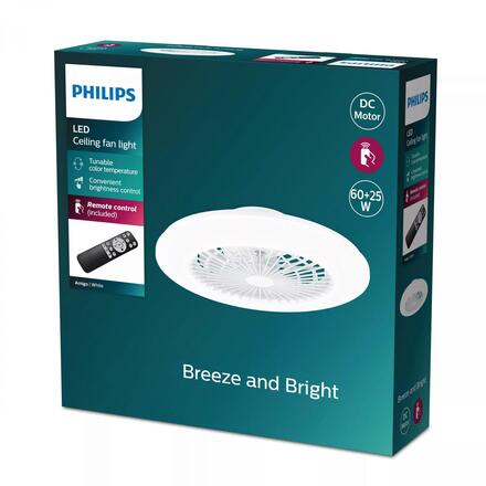 Philips Amigo Stropní svítidlo s ventilátorem 25W+60W, 6500lm, AC 220-240, 2700-4000-6500 K, IP20, bílá