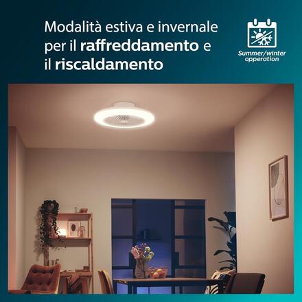 Philips Amigo Stropní svítidlo s ventilátorem 20W+42W, 4400lm, AC 220-240, 2700-4000-6500 K, IP20, bílá