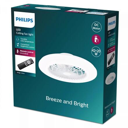 Philips Amigo Stropní svítidlo s ventilátorem 20W+42W, 4400lm, AC 220-240, 2700-4000-6500 K, IP20, bílá