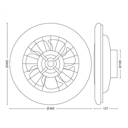 Philips Amigo Stropní svítidlo s ventilátorem 20W+42W, 4400lm, AC 220-240, 2700-4000-6500 K, IP20, bílá