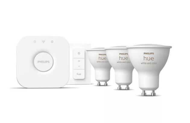 Philips Hue základní set Bridge + 3xLED žárovka WACA GU10 4,2W 400lm 2000-6500K + ovladač