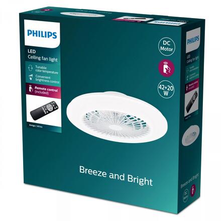 Philips Amigo Stropní svítidlo s ventilátorem 20W+42W, 4400lm, AC 220-240, 2700-4000-6500 K, IP20, bílá