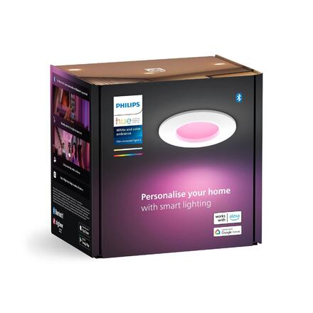 Philips Hue WCA Slim koupelnové zápustné svítidlo LED 8,3W 750lm 2200-6500K RGB 9cm kulaté IP44, bílé