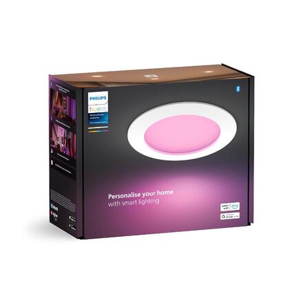 Philips Hue WCA Slim L zápustné svítidlo LED 12W 980lm 2200-6500K RGB CRI80 17cm kulaté IP44, bílé