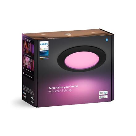 Philips Hue WCA Slim L zápustné svítidlo LED 12W 930lm 2200-6500K RGB CRI80 17cm kulaté IP44, černé