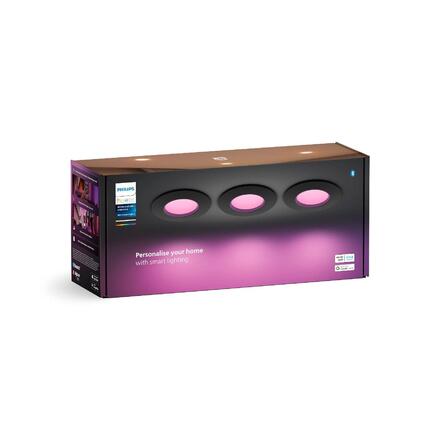 Philips Hue WCA Slim zápustné svítidlo 3x LED 8,3W 790lm 2200-6500K RGB CRI80 9cm kulaté IP44, černé