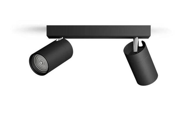 Philips Idris bodové koupelnové svítidlo 2x GU10 5W bez zdroje 24cm IP44, černé