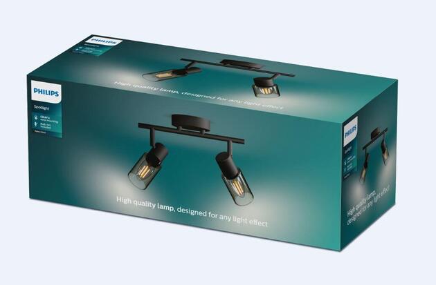 Philips Palms bodové svítidlo 2x E14 25W bez zdroje 27,5cm IP20, černé