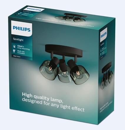 Philips Sleet bodové svítidlo 3x E14 25W bez zdroje 20cm kulaté IP20, černé