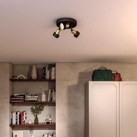 Philips Conduit bodové svítidlo 3x GU10 5W bez zdroje 20cm kulaté IP20, černé/zlaté